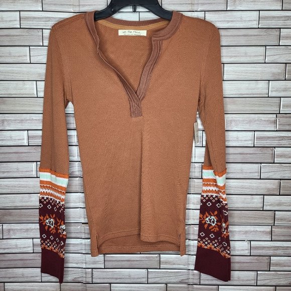 New We the Free People Small Shirt Mikah Layering‎ Cuff Thermal Top Autumn Combo - Picture 1 of 13
